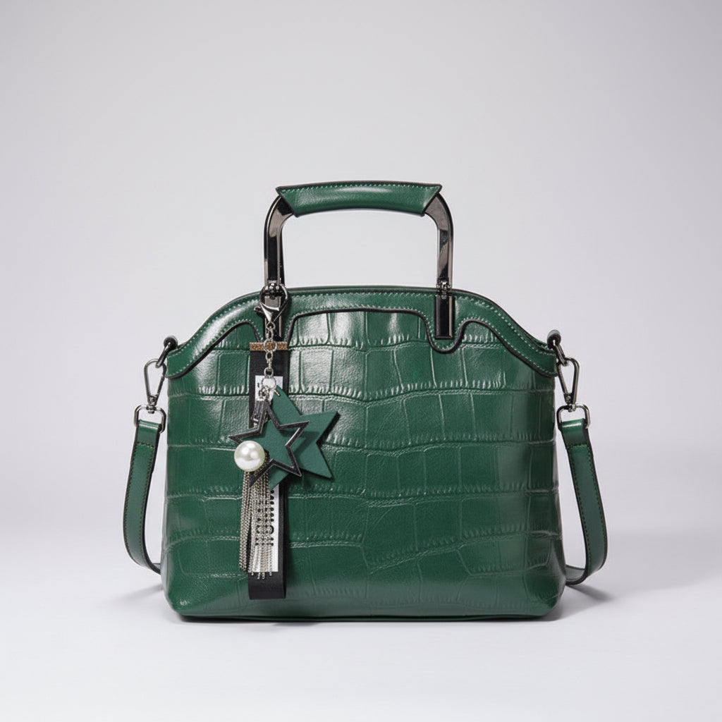 Crocodile Leather Backpack with Dual Straps