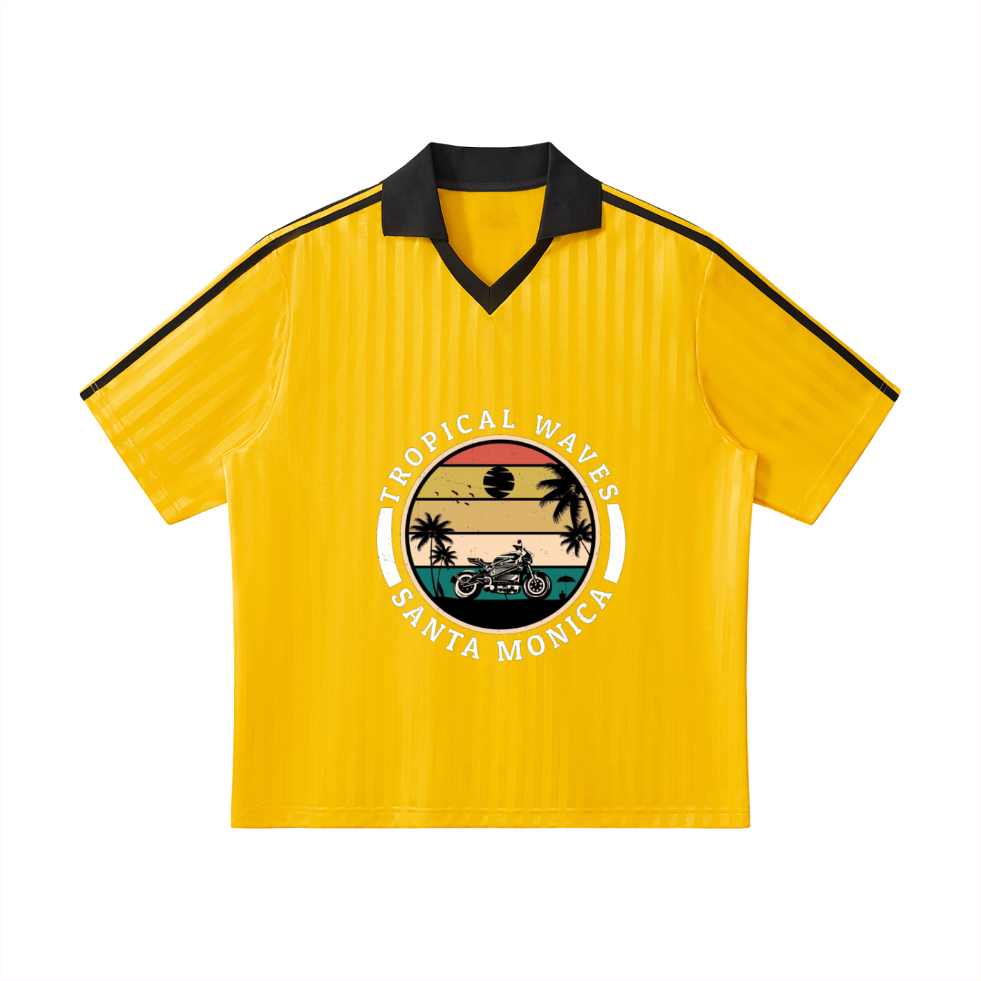 Contrast Collar Striped Soccer Jersey
