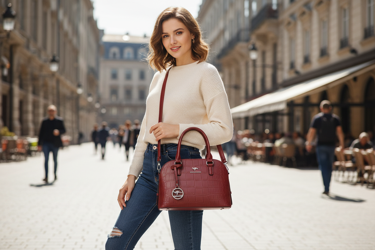 Crocodile Leather Backpack with Dual Straps