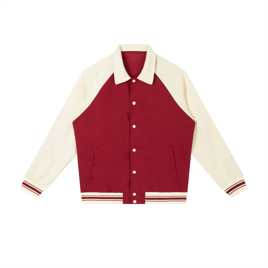 Contrast Raglan Sleeve Baseball Jacket