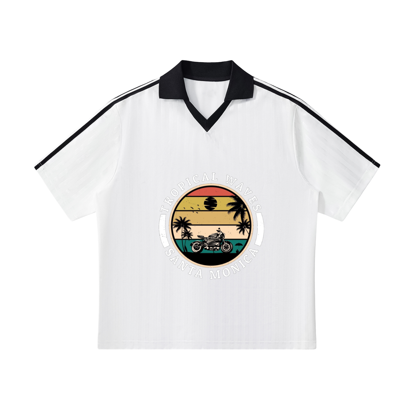 Contrast Collar Striped Soccer Jersey