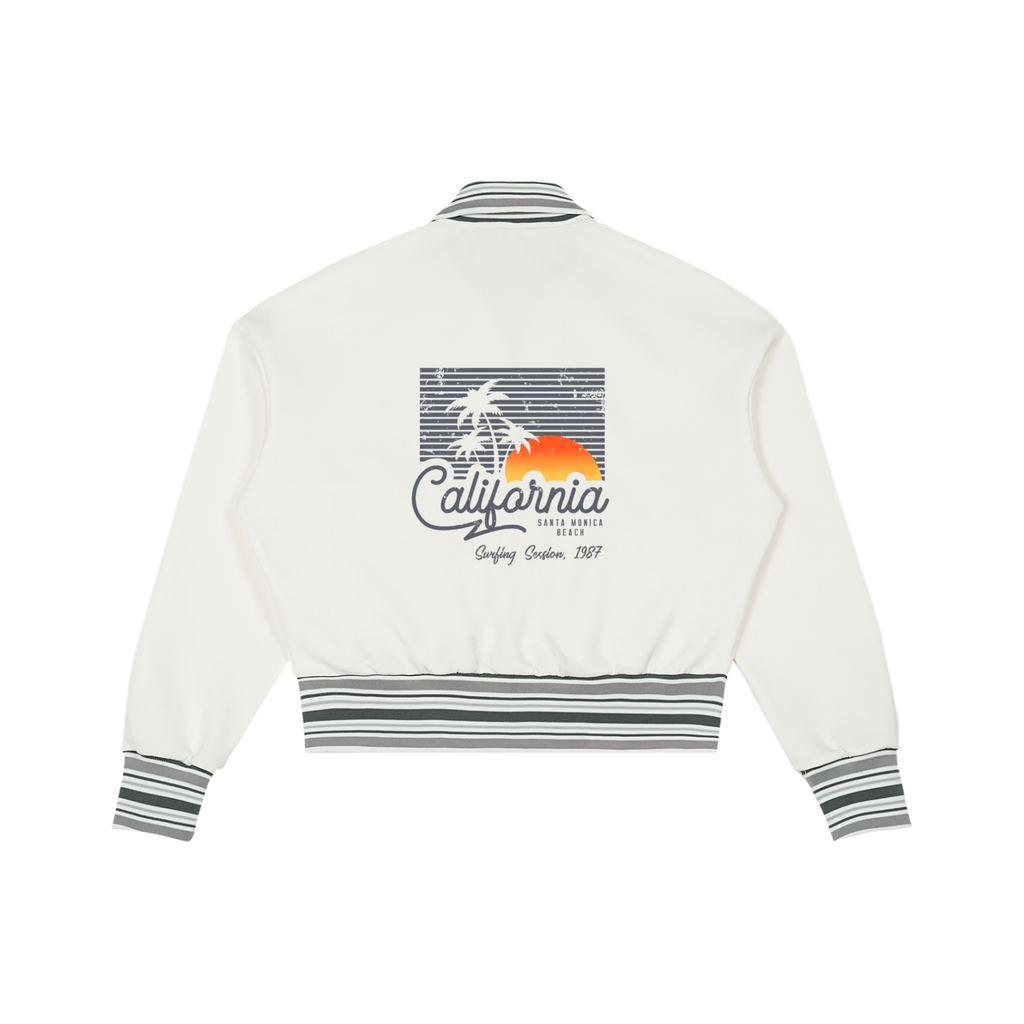 Striped Rib Collar Zip Jacket