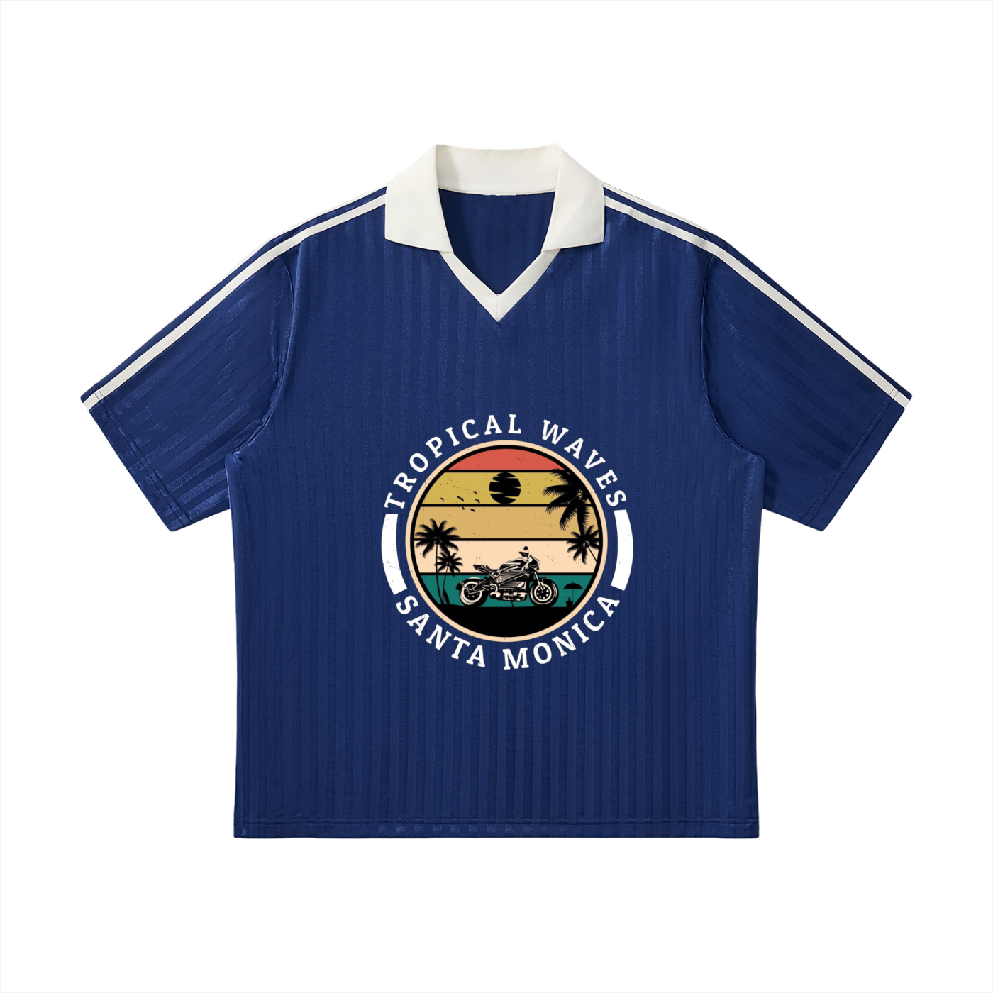 Contrast Collar Striped Soccer Jersey