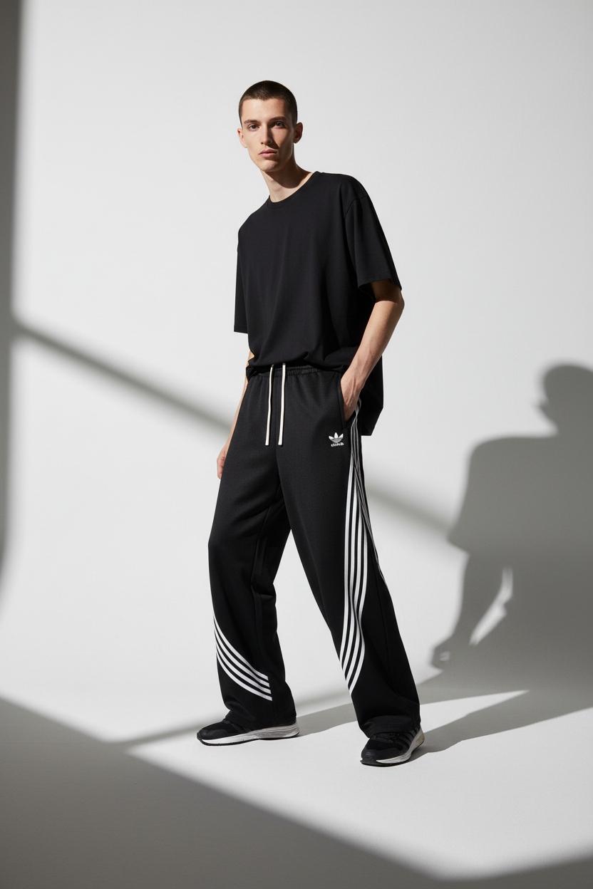 Curved Stripe Straight Sweatpants
