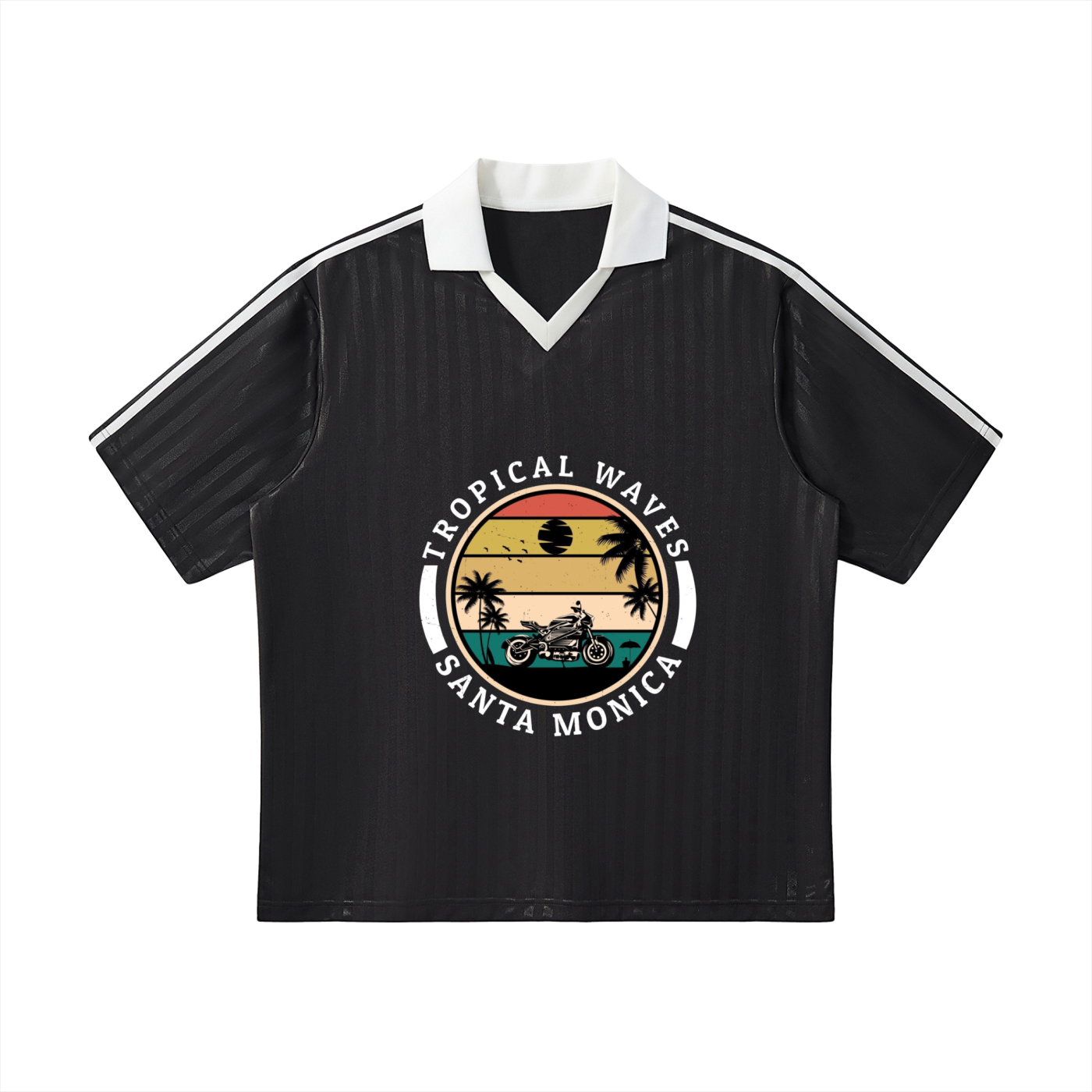 Contrast Collar Striped Soccer Jersey