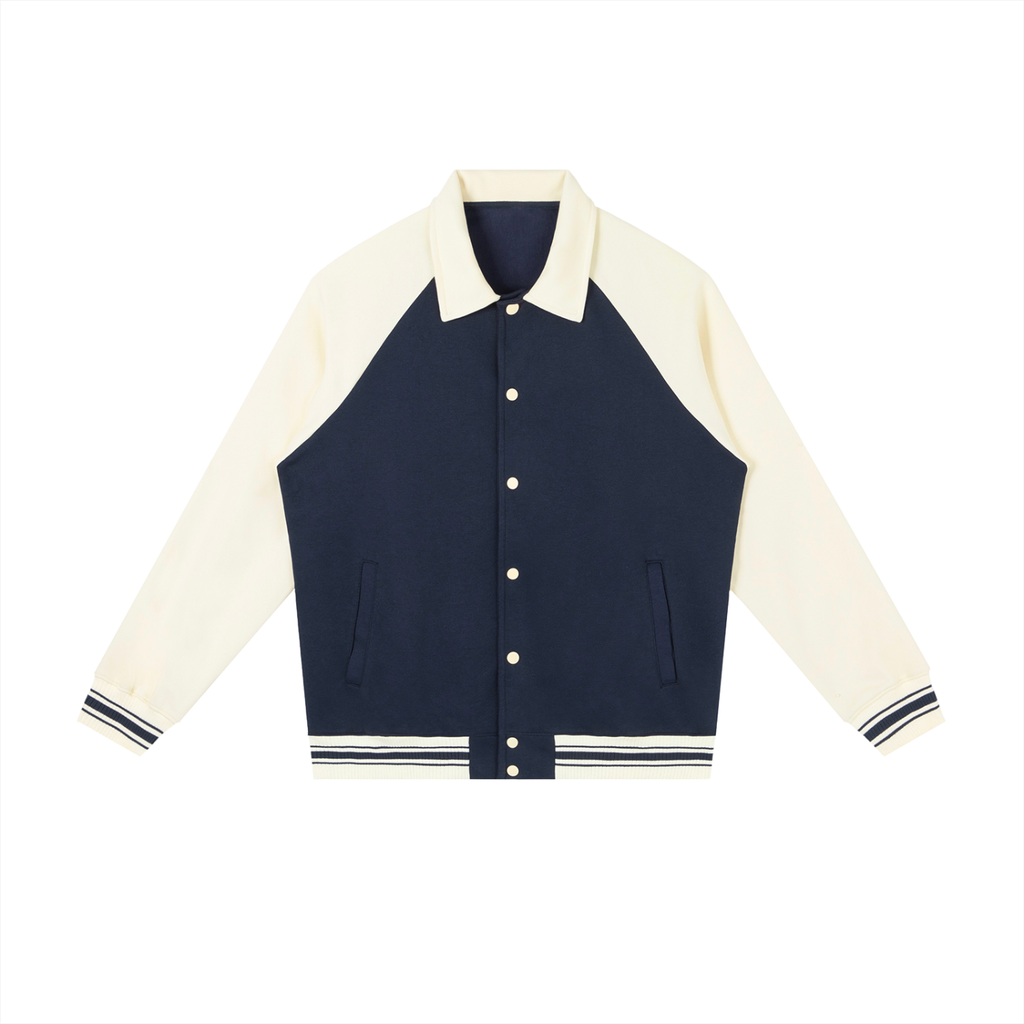 Contrast Raglan Sleeve Baseball Jacket