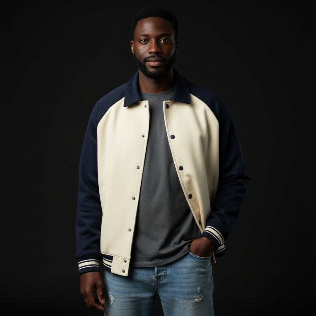 Contrast Raglan Sleeve Baseball Jacket