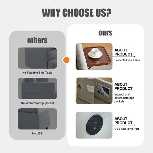 Adult Sleeper Chair Bed, 3-in-1 Convertible Sofa Chair.