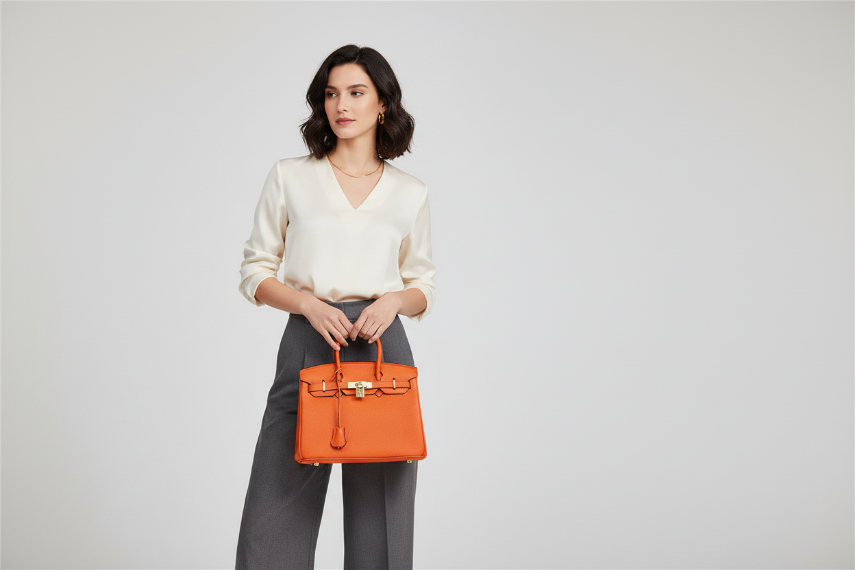 Platinum Bag in First Layer Cowhide for Women