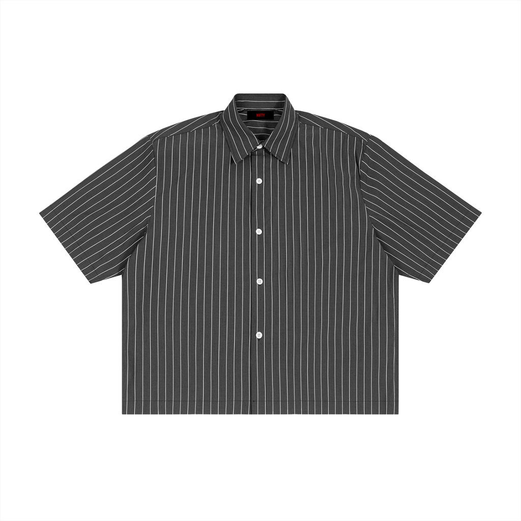 Unisex Striped Boxy Button-Up Shirt